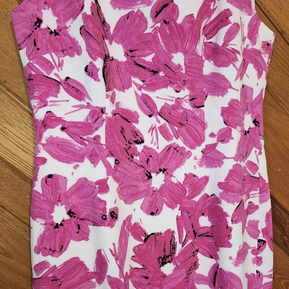 Kasper white and pink floral square neck sheath dress size 4 - Picture 7 of 14